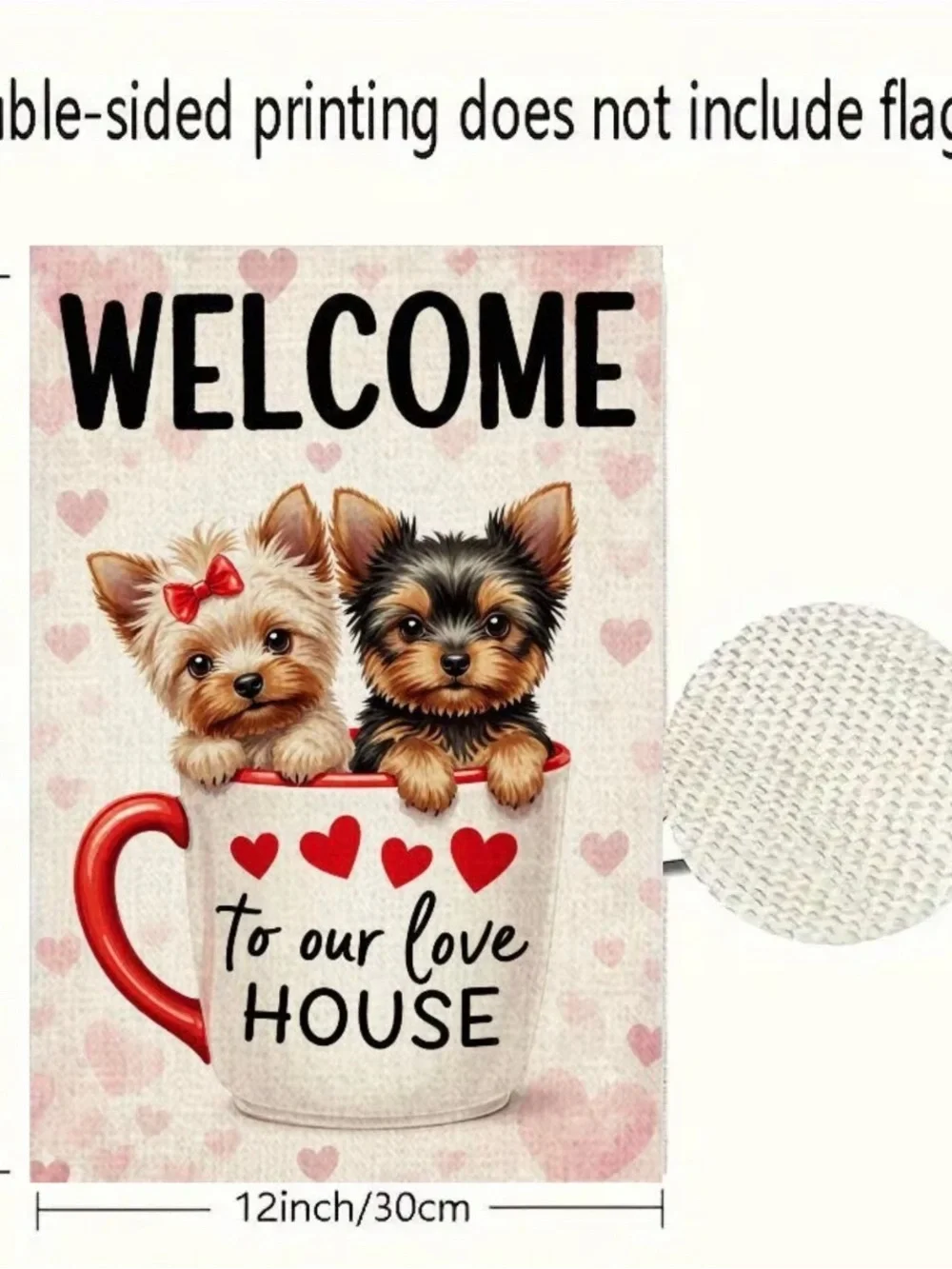 Garden Flag, Double-sided Welcome Yorkie Puppies Burlap approx 12”x18” - Picture 6 of 16